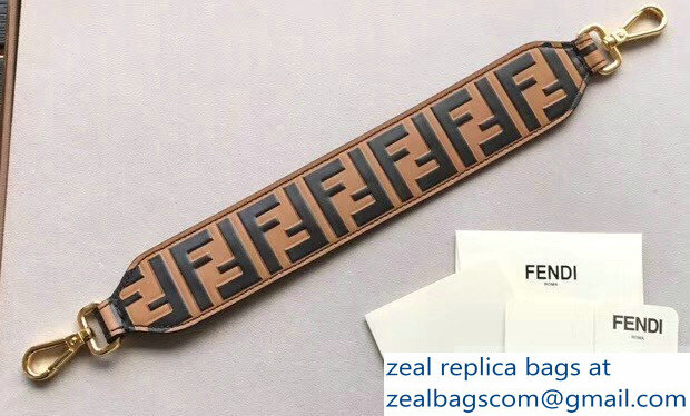 Fendi Leather Mini Short Shoulder Strap You FF Logo Brown