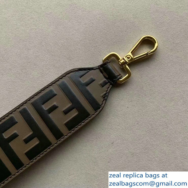 Fendi Leather Mini Short Shoulder Strap You FF Logo Coffee