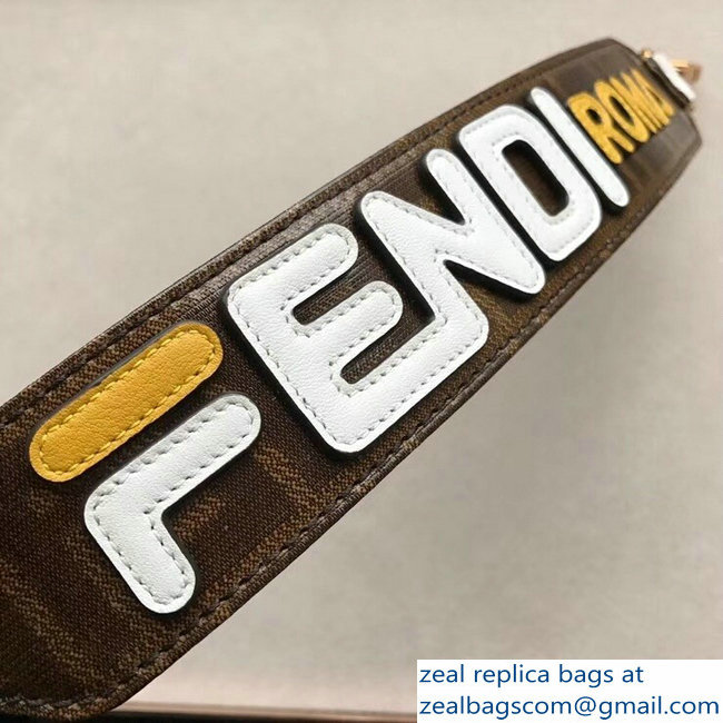 Fendi Leather Mini Short Shoulder Strap You Mania Logo Brown/White/Yellow - Click Image to Close