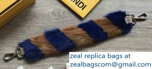 Fendi Leather Mini Short Shoulder Strap You Mink Fur Blue/Brown
