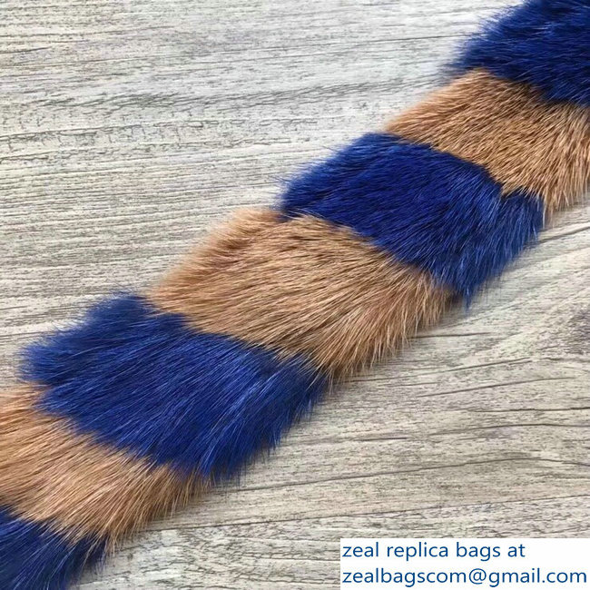Fendi Leather Mini Short Shoulder Strap You Mink Fur Blue/Brown - Click Image to Close