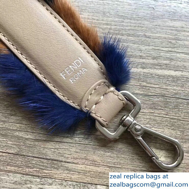 Fendi Leather Mini Short Shoulder Strap You Mink Fur Blue/Brown