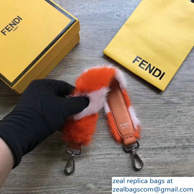 Fendi Leather Mini Short Shoulder Strap You Mink Fur Orange/Pink