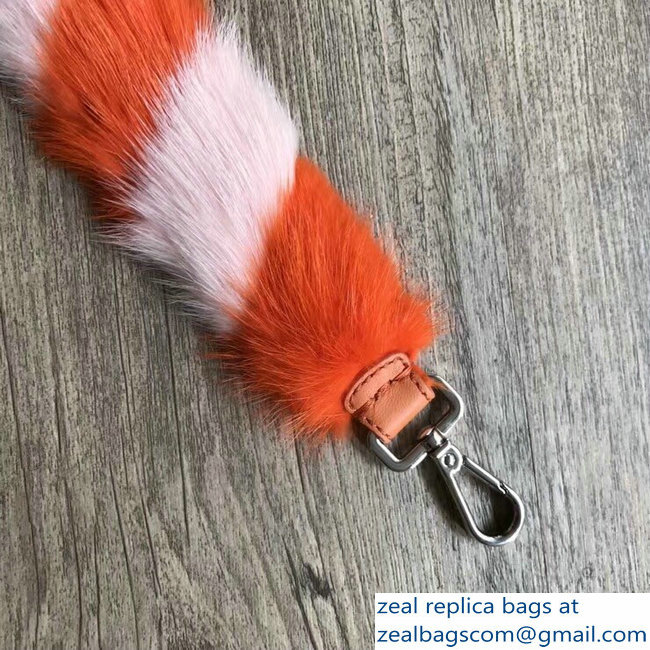 Fendi Leather Mini Short Shoulder Strap You Mink Fur Orange/Pink