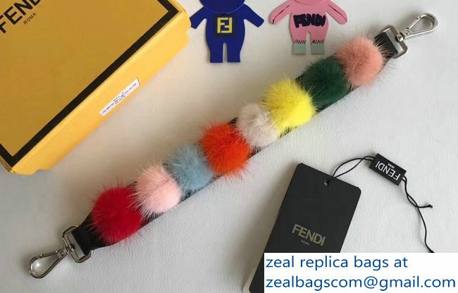 Fendi Leather Mini Short Shoulder Strap You Mink Fur Pompoms - Click Image to Close