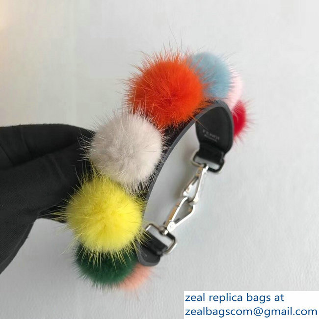 Fendi Leather Mini Short Shoulder Strap You Mink Fur Pompoms - Click Image to Close