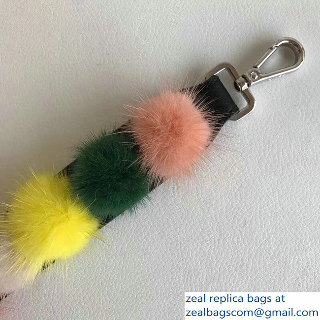 Fendi Leather Mini Short Shoulder Strap You Mink Fur Pompoms - Click Image to Close