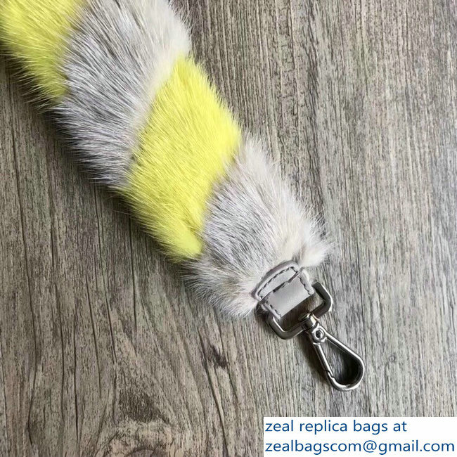 Fendi Leather Mini Short Shoulder Strap You Mink Fur Yellow/Gray - Click Image to Close