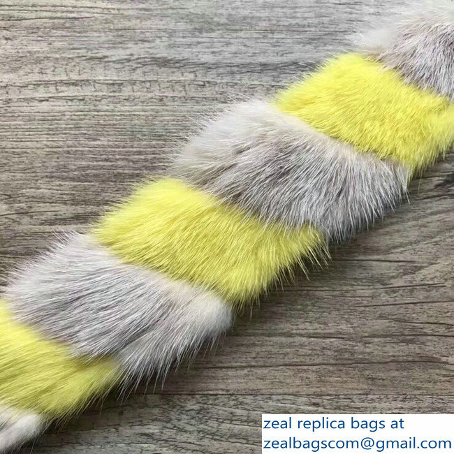 Fendi Leather Mini Short Shoulder Strap You Mink Fur Yellow/Gray - Click Image to Close