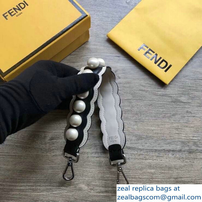 Fendi Leather Mini Short Shoulder Strap You Pearls Black