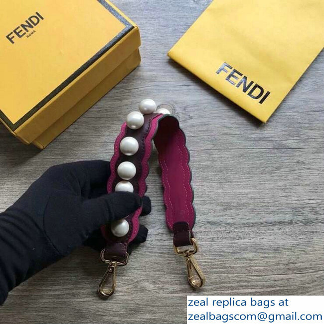 Fendi Leather Mini Short Shoulder Strap You Pearls Burgundy