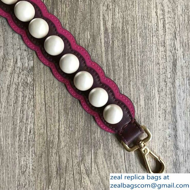 Fendi Leather Mini Short Shoulder Strap You Pearls Burgundy