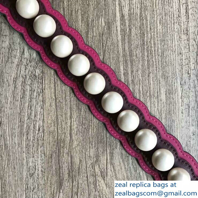 Fendi Leather Mini Short Shoulder Strap You Pearls Burgundy
