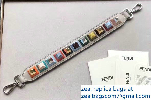 Fendi Leather Mini Short Shoulder Strap You Studs Beige/Multicolor