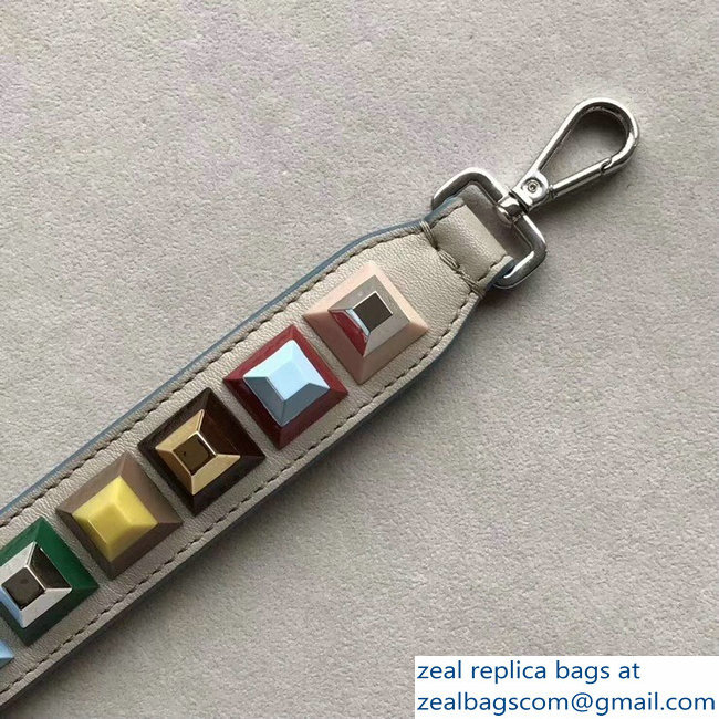 Fendi Leather Mini Short Shoulder Strap You Studs Beige/Multicolor