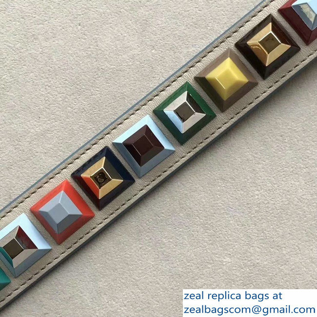 Fendi Leather Mini Short Shoulder Strap You Studs Beige/Multicolor