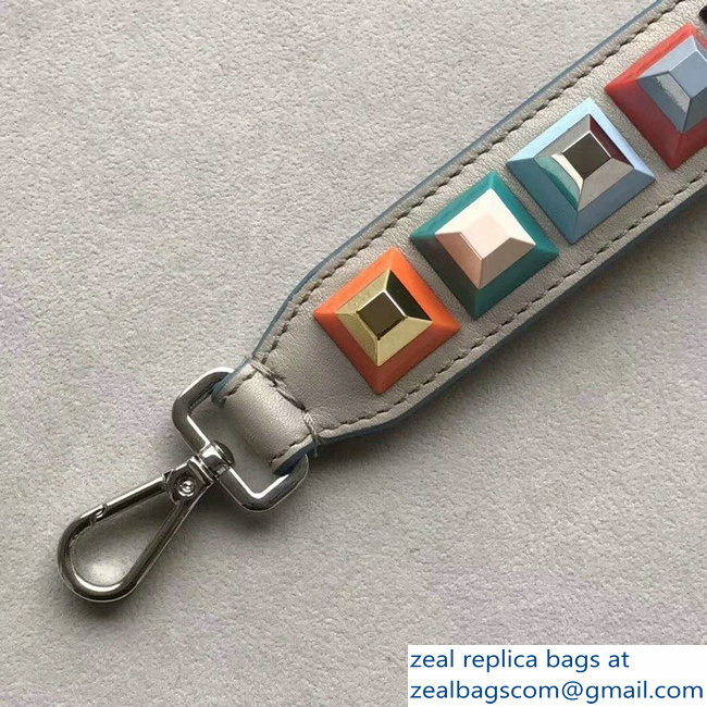 Fendi Leather Mini Short Shoulder Strap You Studs Beige/Multicolor