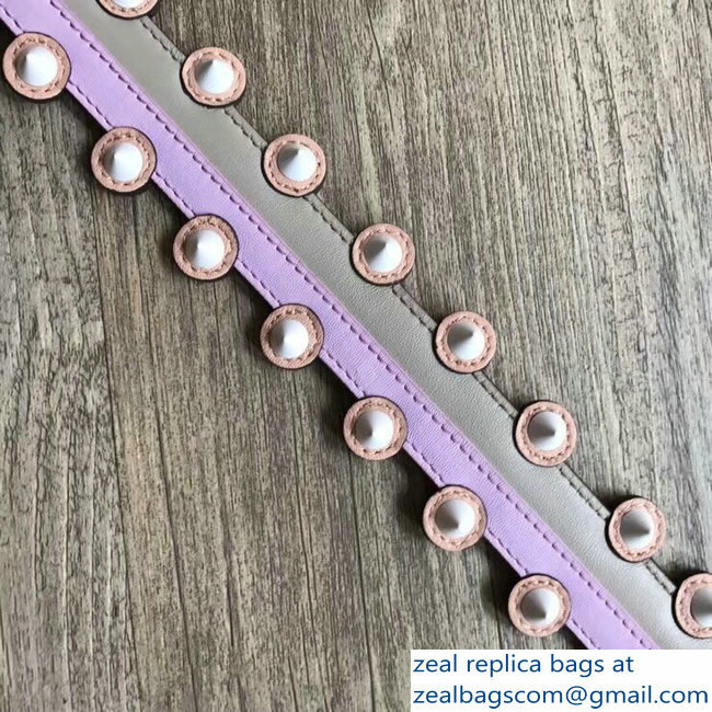 Fendi Leather Mini Short Shoulder Strap You Studs Lilac/Gray - Click Image to Close
