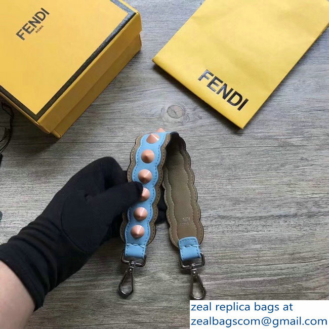 Fendi Leather Mini Short Shoulder Strap You Studs Sky Blue