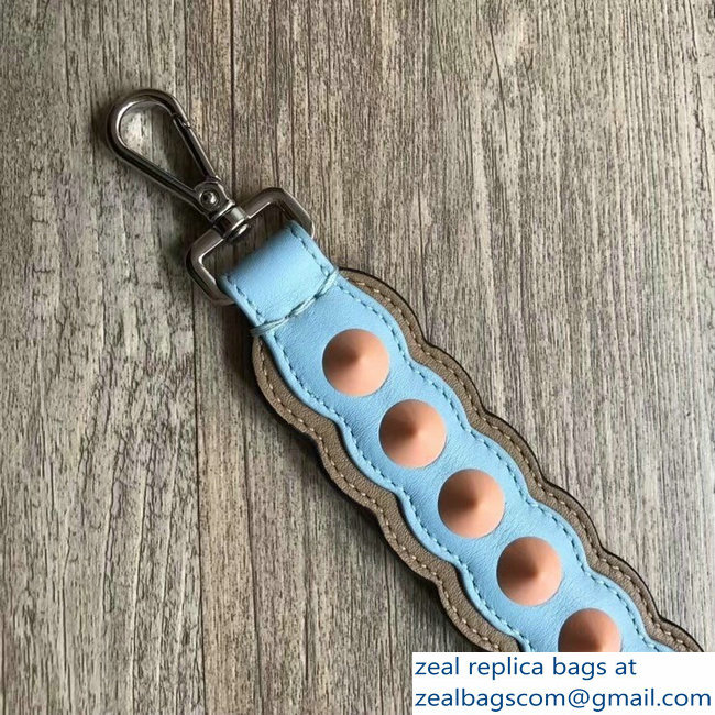 Fendi Leather Mini Short Shoulder Strap You Studs Sky Blue
