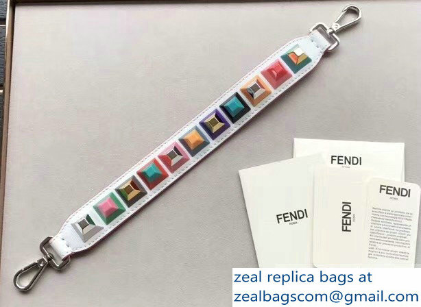 Fendi Leather Mini Short Shoulder Strap You Studs White/Multicolor