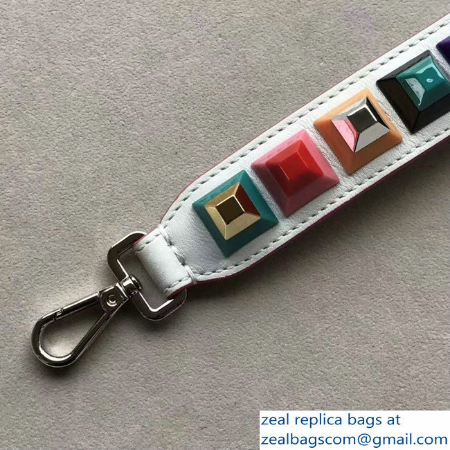 Fendi Leather Mini Short Shoulder Strap You Studs White/Multicolor