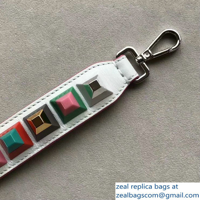 Fendi Leather Mini Short Shoulder Strap You Studs White/Multicolor