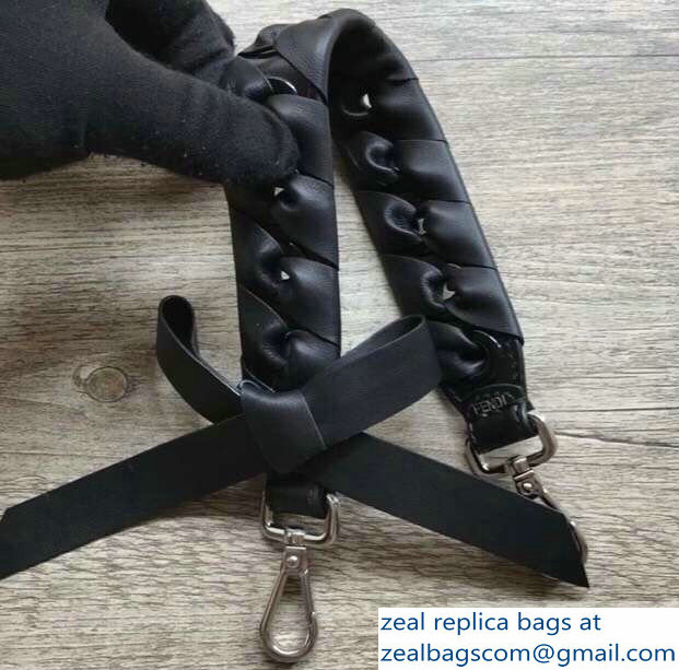 Fendi Leather Mini Short Shoulder Strap You Threading Bow Black