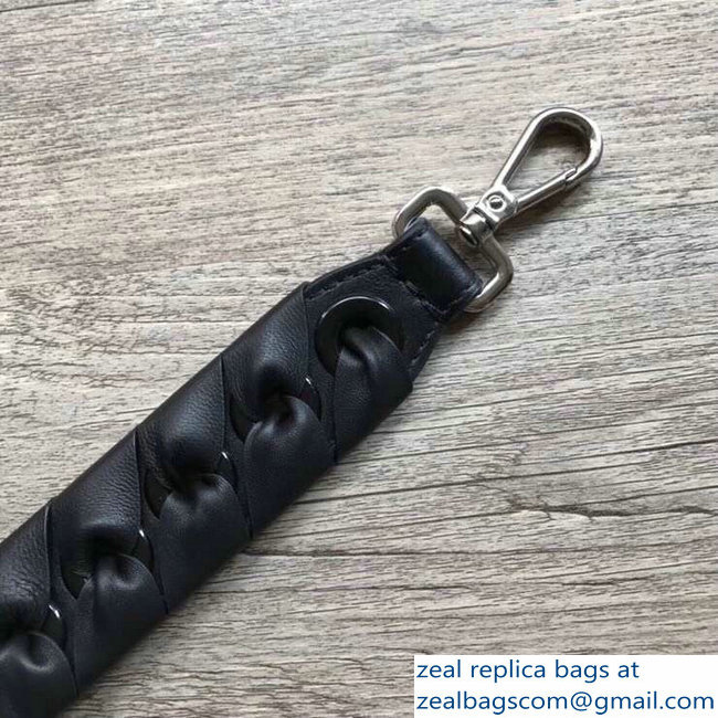 Fendi Leather Mini Short Shoulder Strap You Threading Bow Black