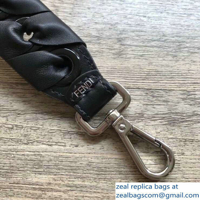 Fendi Leather Mini Short Shoulder Strap You Threading Bow Black