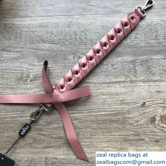 Fendi Leather Mini Short Shoulder Strap You Threading Bow Pink