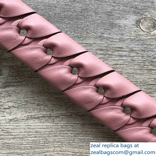 Fendi Leather Mini Short Shoulder Strap You Threading Bow Pink