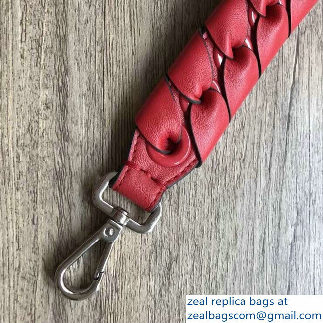 Fendi Leather Mini Short Shoulder Strap You Threading Bow Red