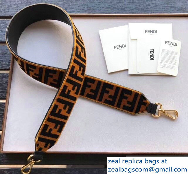 Fendi Long Shoulder Strap You Velvet FF Logo Brown