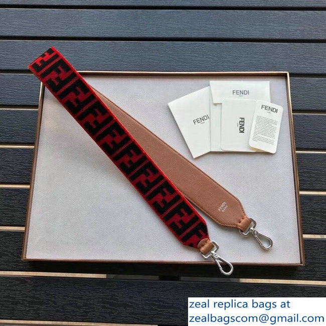 Fendi Long Shoulder Strap You Velvet FF Logo Red