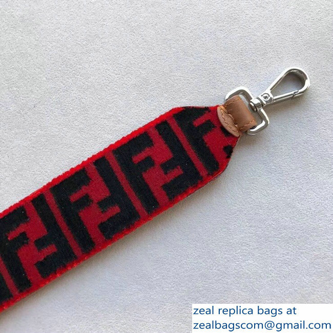 Fendi Long Shoulder Strap You Velvet FF Logo Red