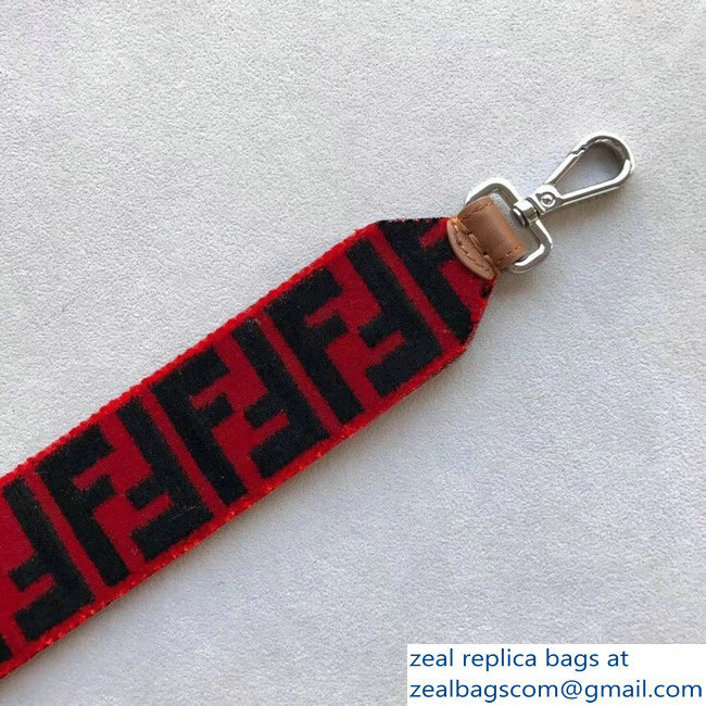 Fendi Long Shoulder Strap You Velvet FF Logo Red