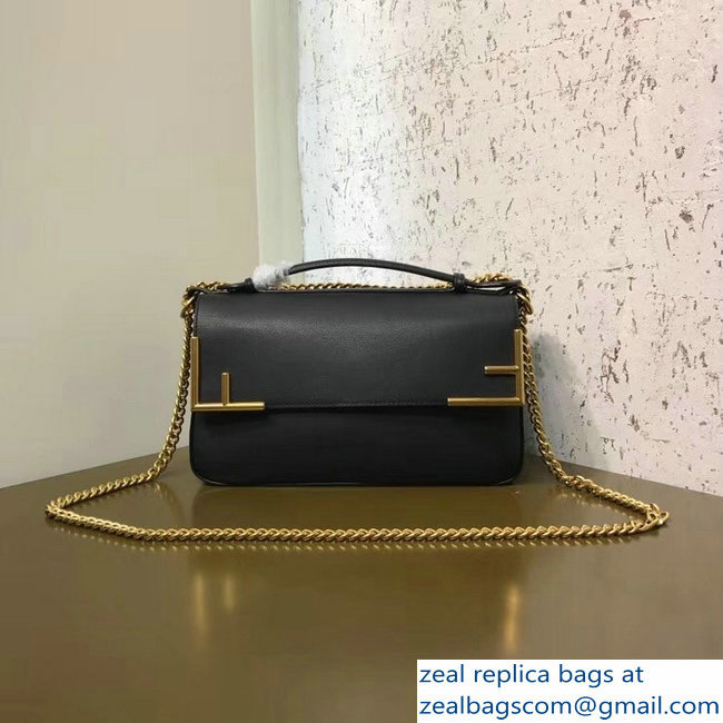 Fendi Medium Baguette FF Logo Glazed Fabric Shoulder Bag Black 2018