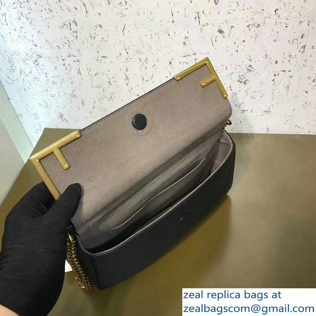 Fendi Medium Baguette FF Logo Glazed Fabric Shoulder Bag Black 2018