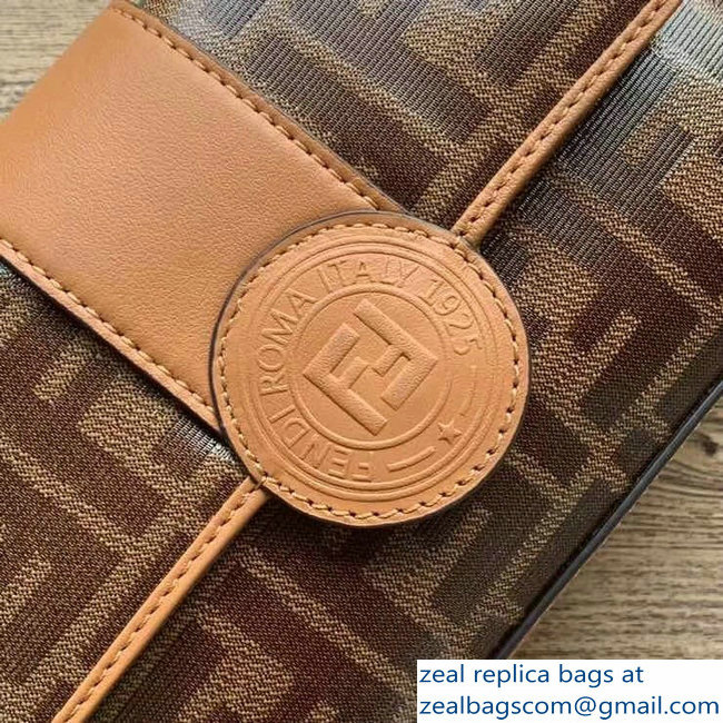 Fendi Micro Baguette FF Logo Glazed Fabric Shoulder Bag Brown 2018