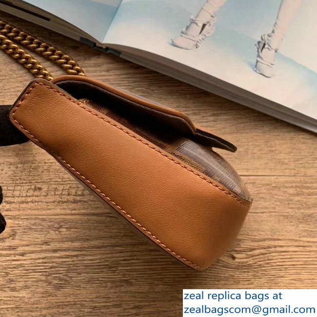 Fendi Micro Baguette FF Logo Glazed Fabric Shoulder Bag Brown 2018