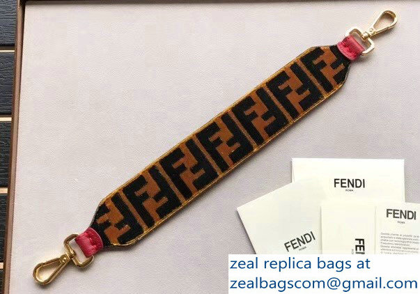 Fendi Mini Short Shoulder Strap You Velvet FF Logo Brown
