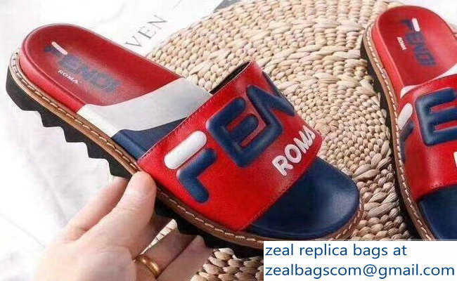 Fendi Slides Mania Logo Red 2019