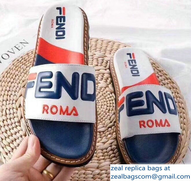Fendi Slides Mania Logo White 2019