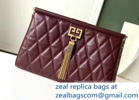 Givenchy Quilted Logo Chain Clutch Bag Burgundy 2019 - Click Image to Close