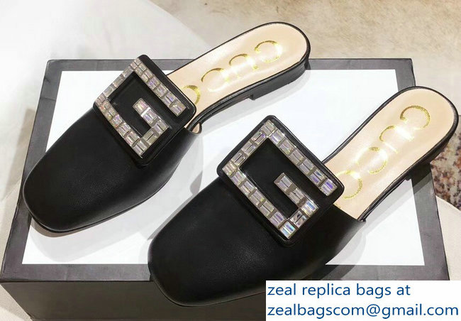 Gucci Crystal G Slipper Black 2019 - Click Image to Close