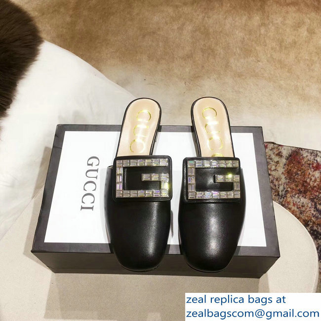 Gucci Crystal G Slipper Black 2019