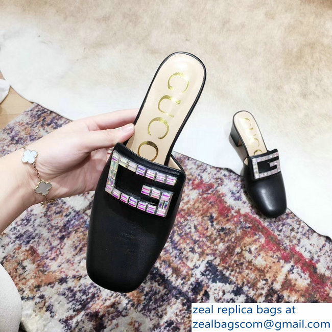 Gucci Crystal G Slipper Black 2019