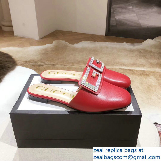 Gucci Crystal G Slipper Red 2019 - Click Image to Close