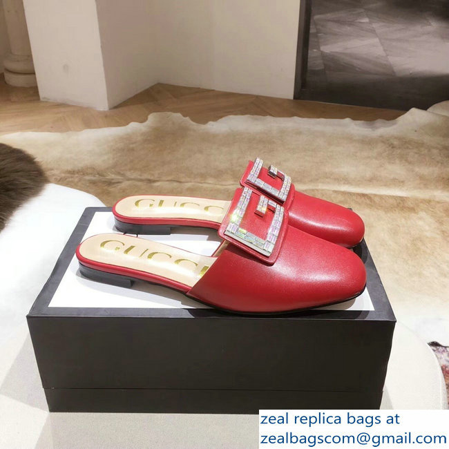 Gucci Crystal G Slipper Red 2019